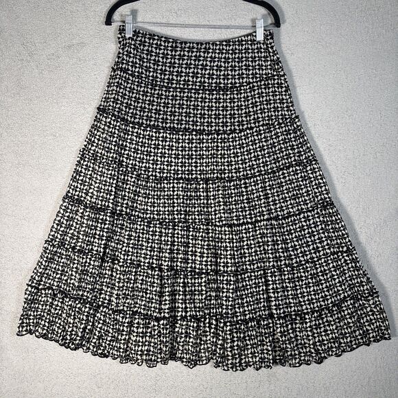 Max Studio Maxi Skirt Women’s Size M Tiered Chiffon Boho Ditsy Girl Ruffle Hem - Picture 1 of 15